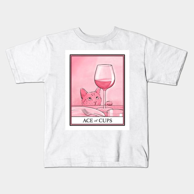 Ace of Cups Cat Tarot Kids T-Shirt by B McCormick ART